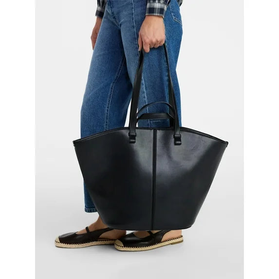 Women's Faux Leather Tulip Tote Handbag